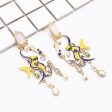 Yellow & Blue Enamel 18K Gold-Plated Fish Drop Earrings For Sale