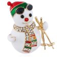 Cubic Zirconia & 18K Gold-Plated Skiing Snowman Brooch Hot on Sale