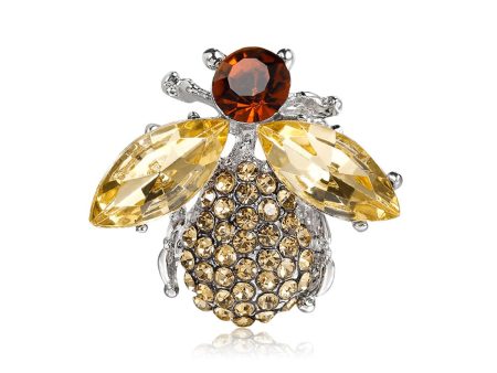 Champagne Crystal & Cubic Zirconia Bee Brooch Sale