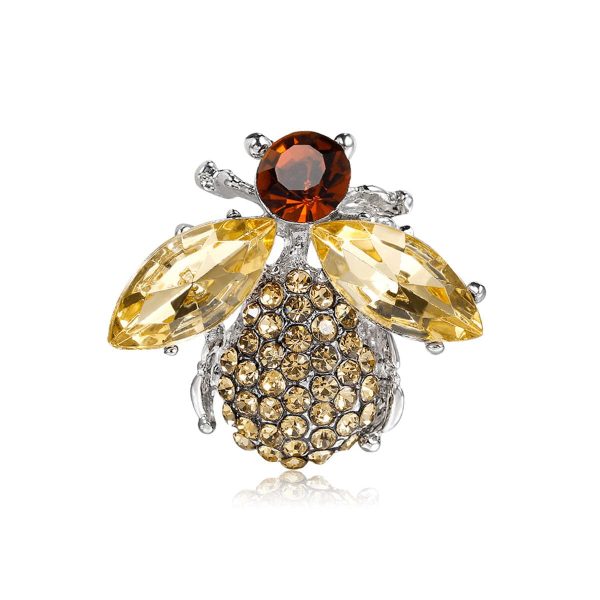 Champagne Crystal & Cubic Zirconia Bee Brooch Sale