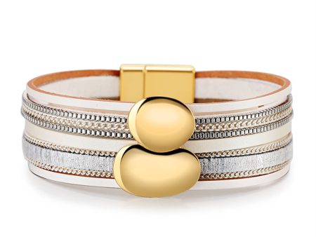 White Polystyrene & 18K Gold-Plated Pea Layered Bracelet Hot on Sale