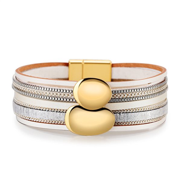 White Polystyrene & 18K Gold-Plated Pea Layered Bracelet Hot on Sale