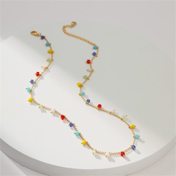 Yellow & Red Crystal & 18K Gold-Plated Necklace Discount