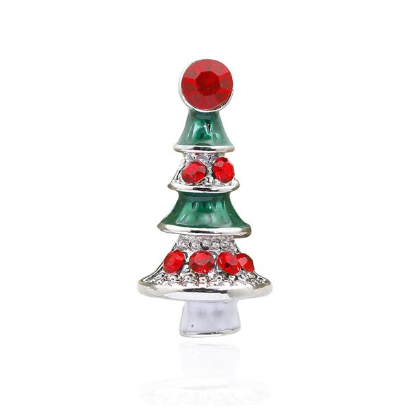 Red Cubic Zirconia & Green Enamel Holiday Tree Brooch Discount