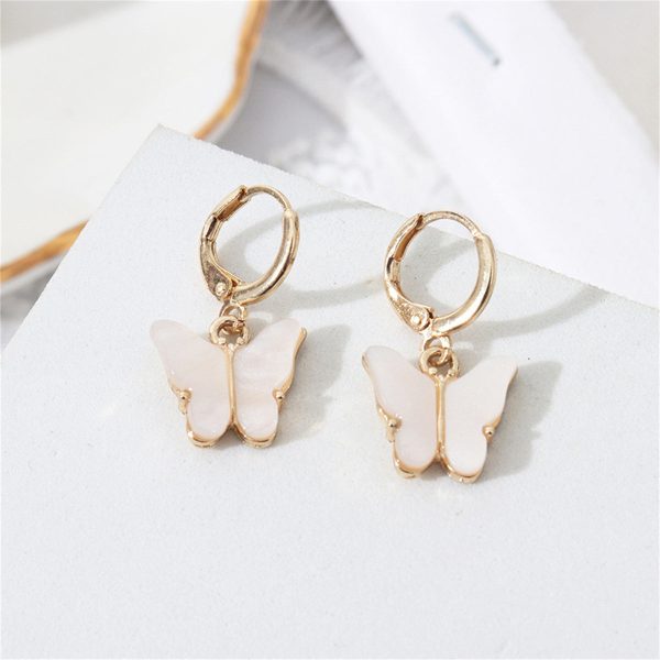 White Acrylic & 18K Gold-Plated Butterfly Drop Earrings Hot on Sale