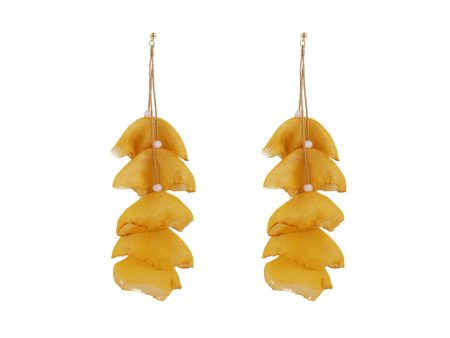 Yellow Polyster & 18K Gold-Plated Five-Petal Drop Earrings Fashion