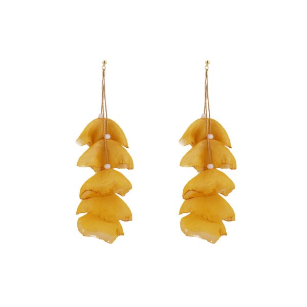 Yellow Polyster & 18K Gold-Plated Five-Petal Drop Earrings Fashion