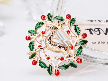 Cubic Zirconia & 18K Gold-Plated Deer & Branch Brooch Online