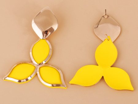 Yellow Enamel & 18K Gold-Plated Flower Drop Earrings Fashion