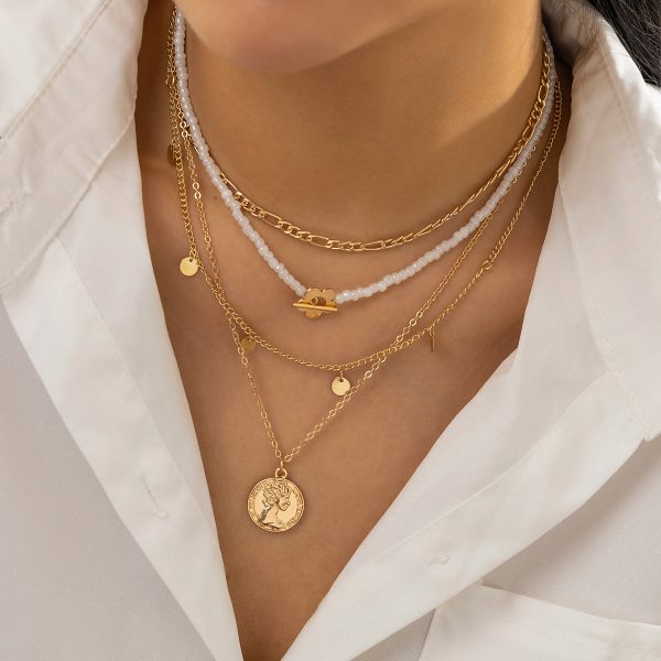 Howlite & 18K Gold-Plated Flower Coin Pendant Necklace Set Online now