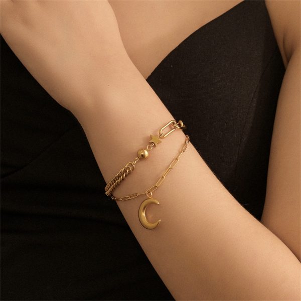 18K Gold-Plated Celestial Layered Bracelet Hot on Sale