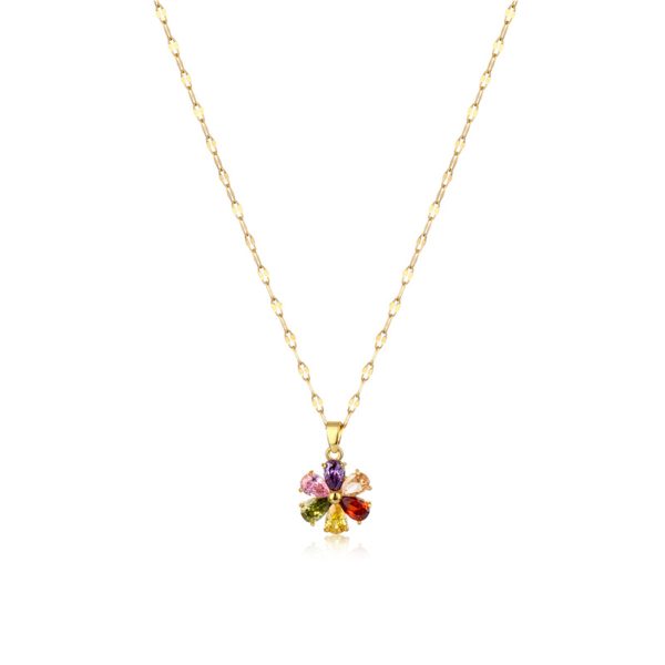 Red Multicolor Crystal & 18K Gold-Plated Floral Pendant Necklace Cheap