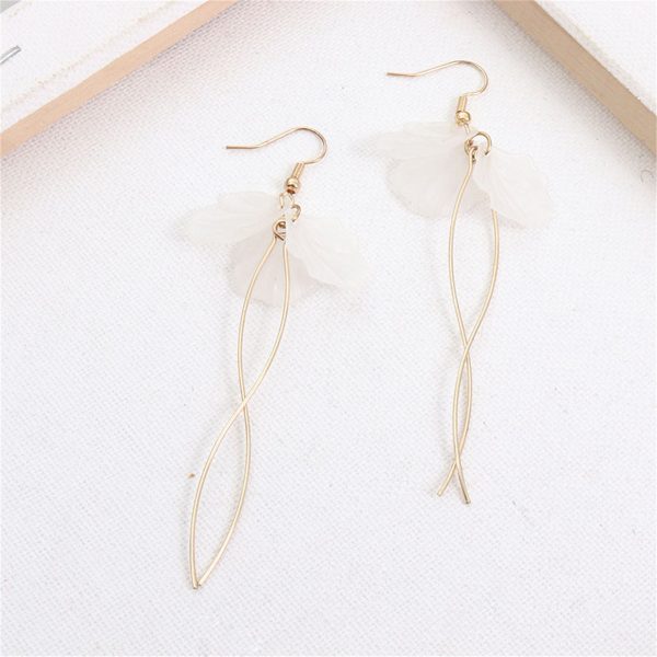 White Acrylic & 18K Gold-Plated Petals Tassel Drop Earrings For Cheap