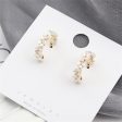 White Acrylic & 18K Gold-Plated Flower Cluster Huggie Earrings For Discount