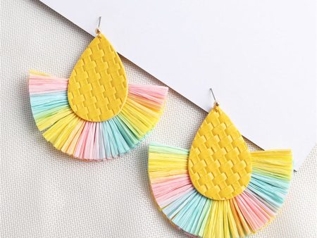 Yellow & Pink Fringe Pear Drop Earrings Sale