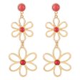 Red Turquoise & 18K Gold-Plated Open Flowers Dangle Earring Cheap