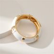 White Enamel & 18K Gold-Plated Geometric Bamboo Bangle Online Hot Sale