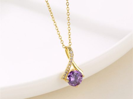 Purple Crystal & Cubic Zirconia 18K Gold-Plated Pendant Necklace Online Sale