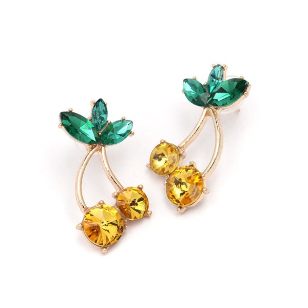 Yellow & Green Cherry Drop Earrings Hot on Sale