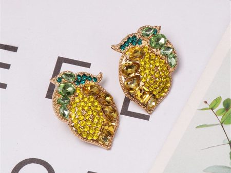 Yellow Crystal & Cubic Zirconia Lemon Stud Earrings Online now