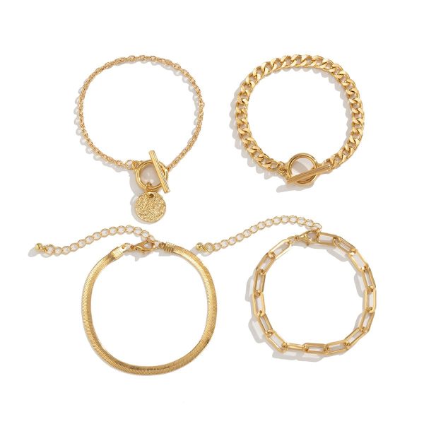 18K Gold-Plated Chain Adjustable Bracelet Set Online Sale