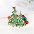 Clear Cubic Zirconia & Green Enamel Christmas Tree Brooch on Sale