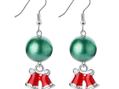 Green & Silver-Plated Ball Bell Drop Earrings Online