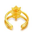 18K Gold-Plated Fox & Crown Openwork Layered Ring For Cheap