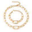 18K Gold-Plated Chunky Cable Chain & Bracelet For Sale