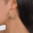 18K Gold-Plated Butterfly Hoop Earrings For Sale