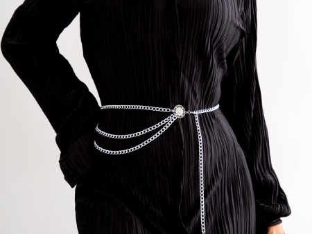 Silver-Plated Tassel-Accent Layered Curb Chain Waist Belt Online Sale