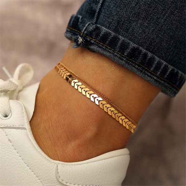 18K Gold-Plated Chain Layer Anklet Discount