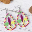 Yellow & Purple Fleur-De-Lis Stripe Drop Earrings Cheap