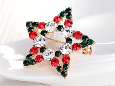 Cubic Zirconia & 18K Gold-Plated Hollow Star Brooch Hot on Sale