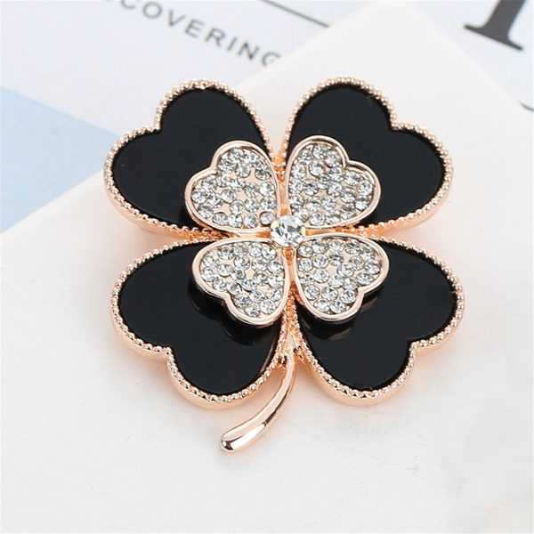 Black & Cubic Zirconia Clover Brooch Online