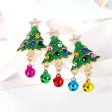 Colorful Cubic Zirconia & Green Enamel Christmas Tree Bell Brooch Fashion