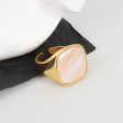 Shell & 18K Gold-Plated Square Open Ring Fashion