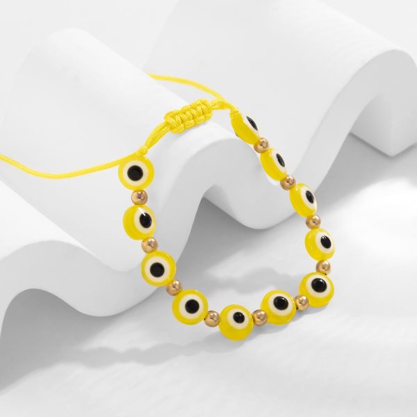 Yellow Polyster & 18K Gold-Plated Eye Beaded Adjustable Bracelet Online Sale