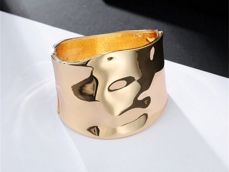 18K Gold-Plated Bright Curved Surface Bangle Online Sale