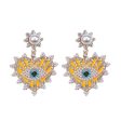 Yellow & Cubic Zirconia Eye In Heart Drop Earrings Discount