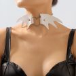 White Polyurethane & Silver-Plated Bat Wing Heart Choker Necklace Cheap