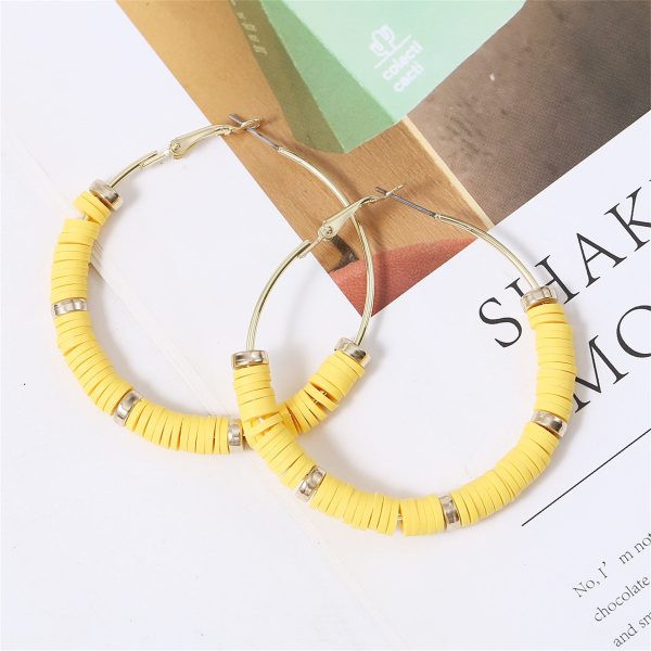 Yellow Polymer Clay & 18K Gold-Plated Hoop Earrings Online now