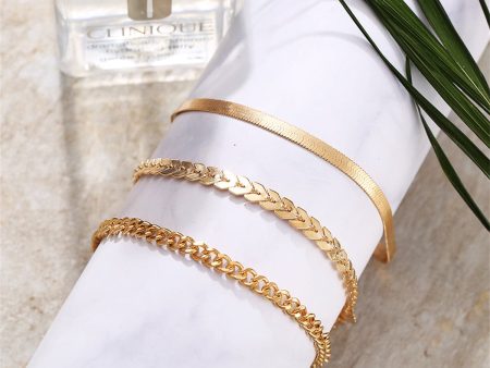 18K Gold-Plated Chain Trio Anklet Set Online Sale