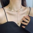 18K Gold-Plated Bow Station Drop Choker Necklace Cheap