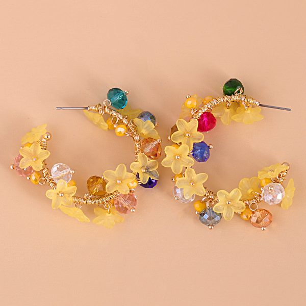 Yellow Acrylic & 18K Gold-Plated Flower Hoop Earrings Online now