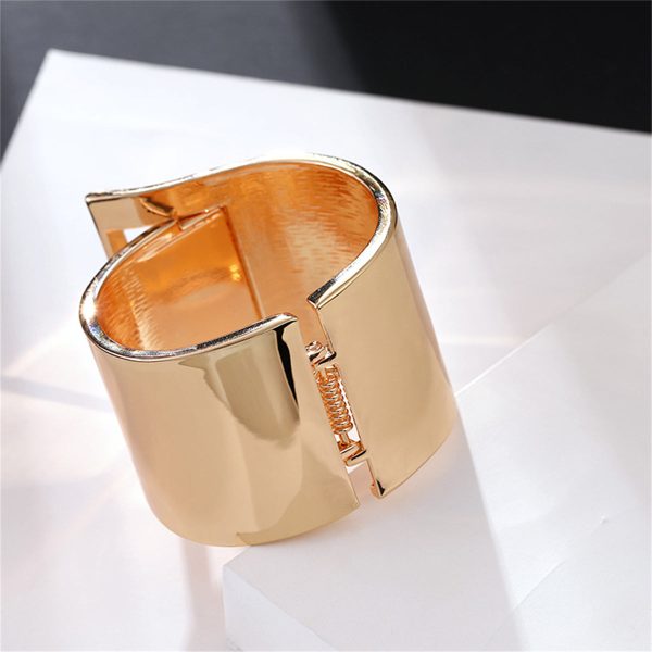 18K Gold-Plated Buckle Wide-Brim Bangle on Sale