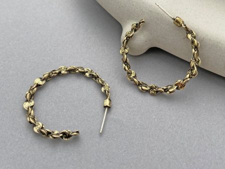 18K Gold-Plated Abstract Textured Open Hoop Earrings Online