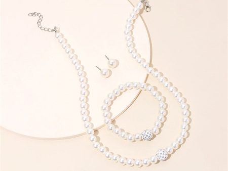 Pearl & Cubic Zirconia Silver-Plated Beaded Necklace Set Discount