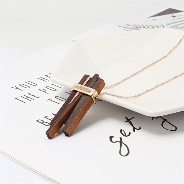 Wood & 18K Gold-Plated Pendant Necklace Supply