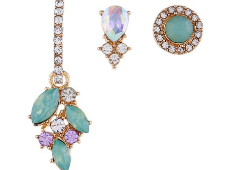 Green Crystal & Cubic Zirconia Botanical Earring Set Online Sale